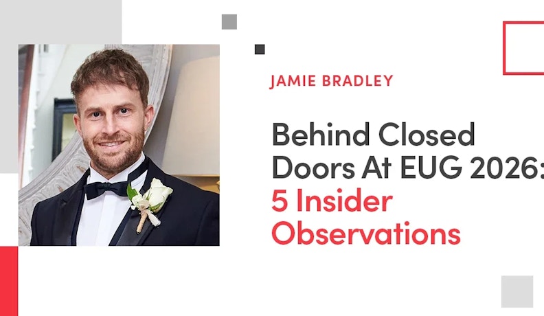 EUG 2026 blog header with portrait and headline Blog header graphic for EUG 2026 recap with portrait and '5 Insider Observations' title