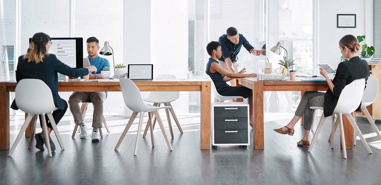 Team Design business working in stylish office