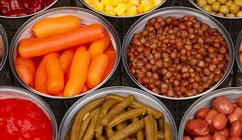 Private label canned goods Canned goods produced by a private label food manufacturer