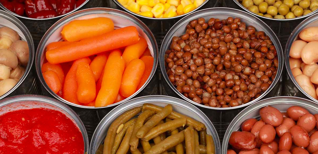 Canned goods produced by a private label food manufacturer