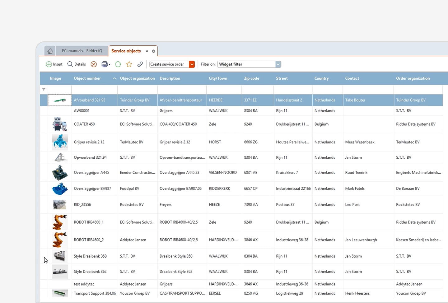 End-to-end traceability Traceability view in Ridder iQ showing serial numbers, batches and audit trail data.