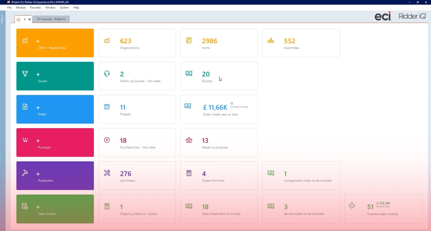 Ridder iQ brings clarity Clean Ridder iQ interface consolidating orders, planning and inventory into a single view.