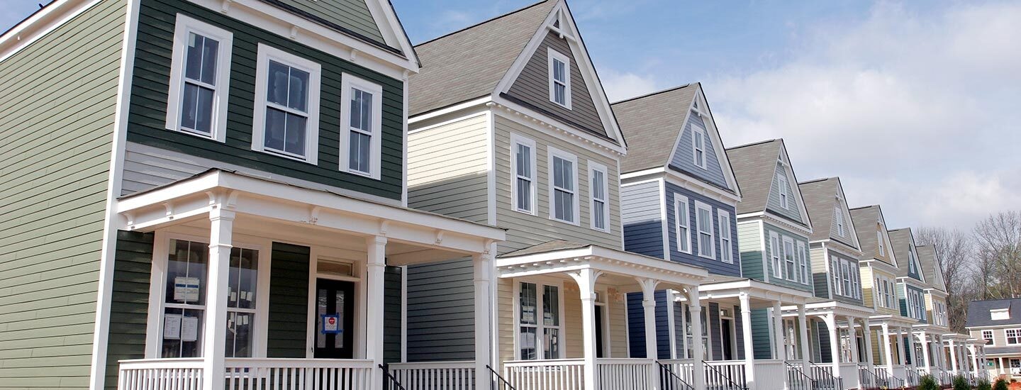 Row of newly constructed homes