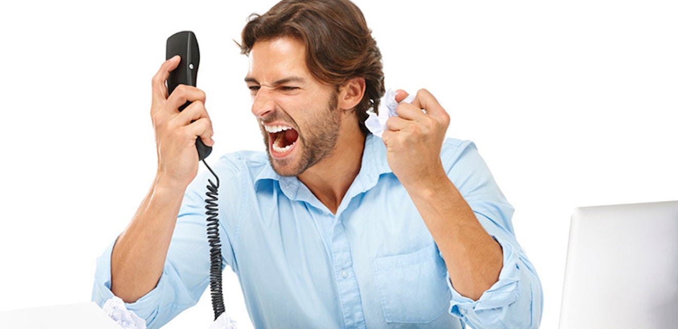 Angry customer 830 man yelling at phone